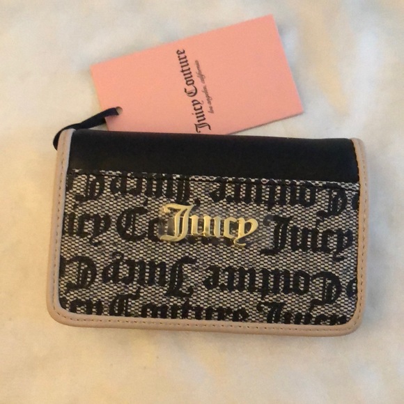 Juicy Couture Black Beige Spring Fling Slim Elongated Bifold Wallet NWT - Picture 9 of 14
